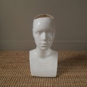 Vintage design vase 70s enamelled ceramic bust sculpture head face