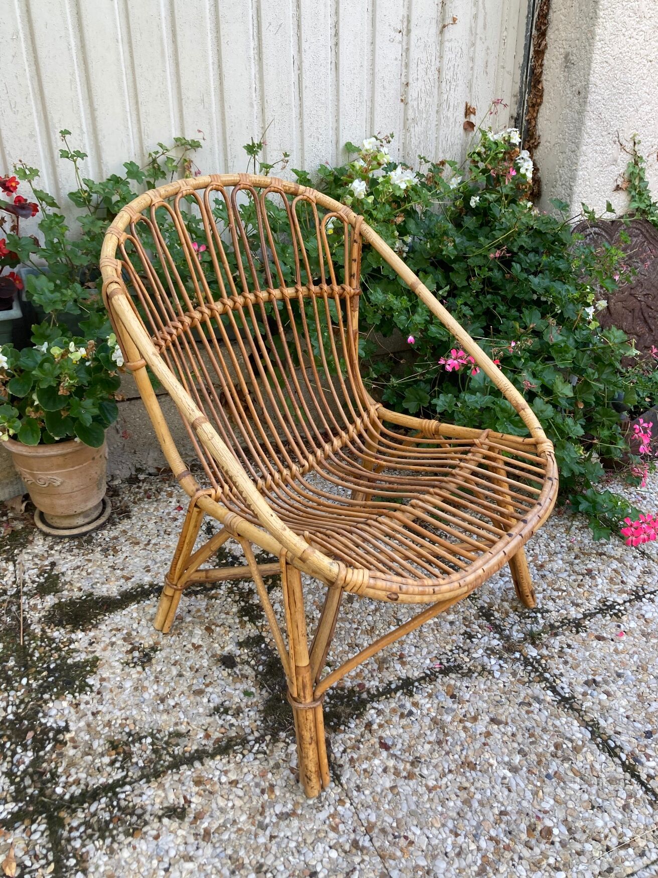 Fauteuil en rotin vintage