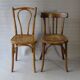 Set of 36 mismatched Bistrot chairs, 1920 to 1950, wooden seats.
