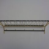 Vintage German wall coat rack with hat rack, 1950s