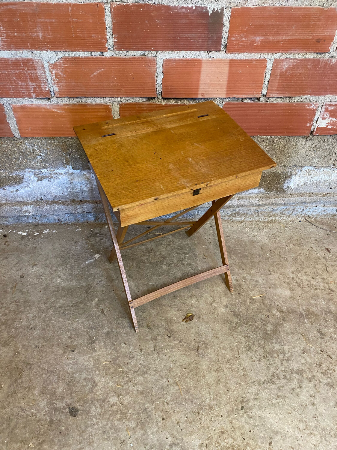 Antique children's wooden folding desk with case 50s vintage