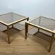 Pair of large square brass side tables