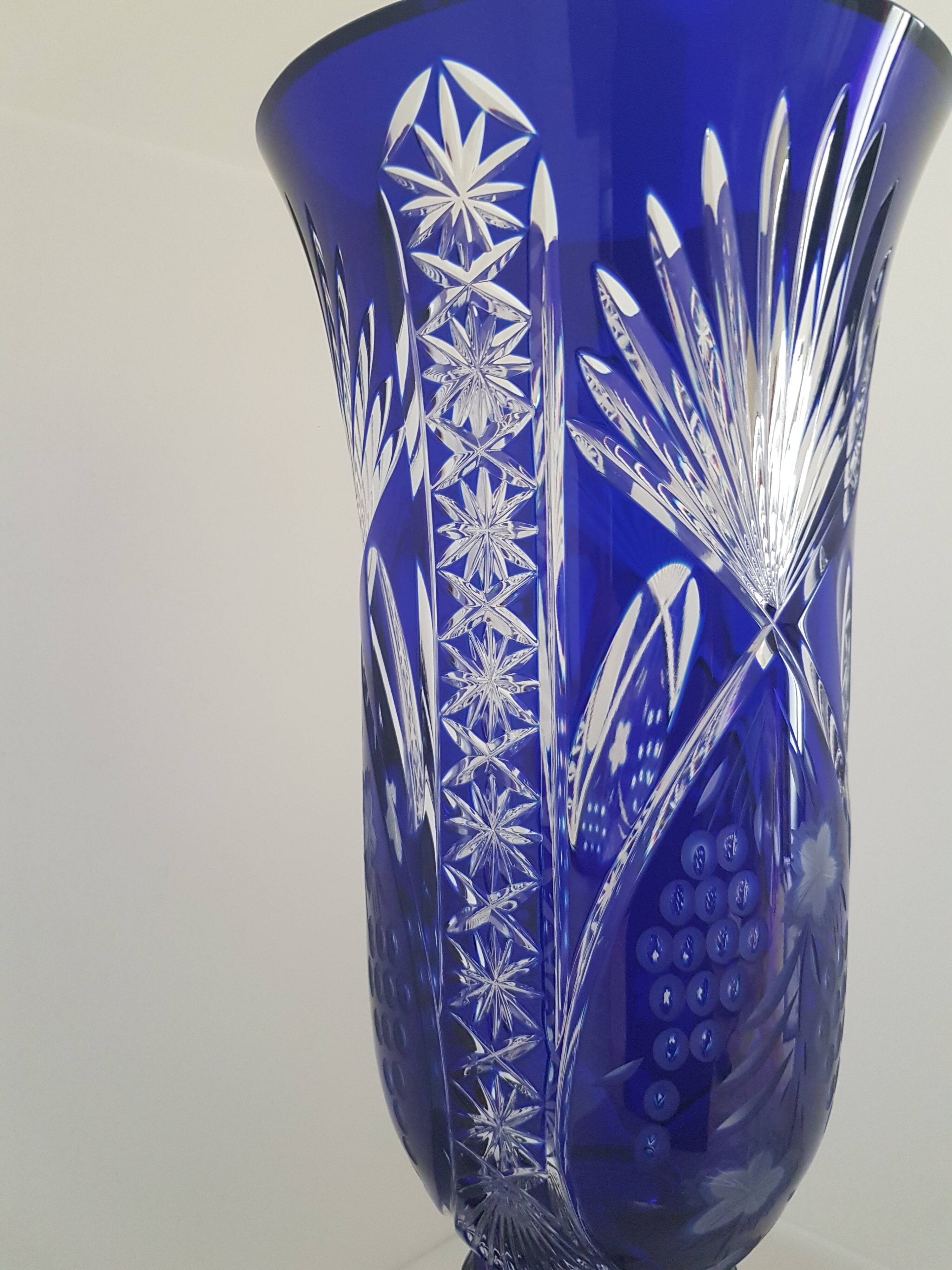 Vase bleu cristallery of lorraine - large model