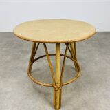 Vintage tripod rattan side table 60s