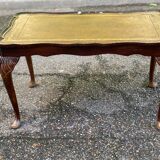 Table basse anglaise chippendale bois massif et cuir