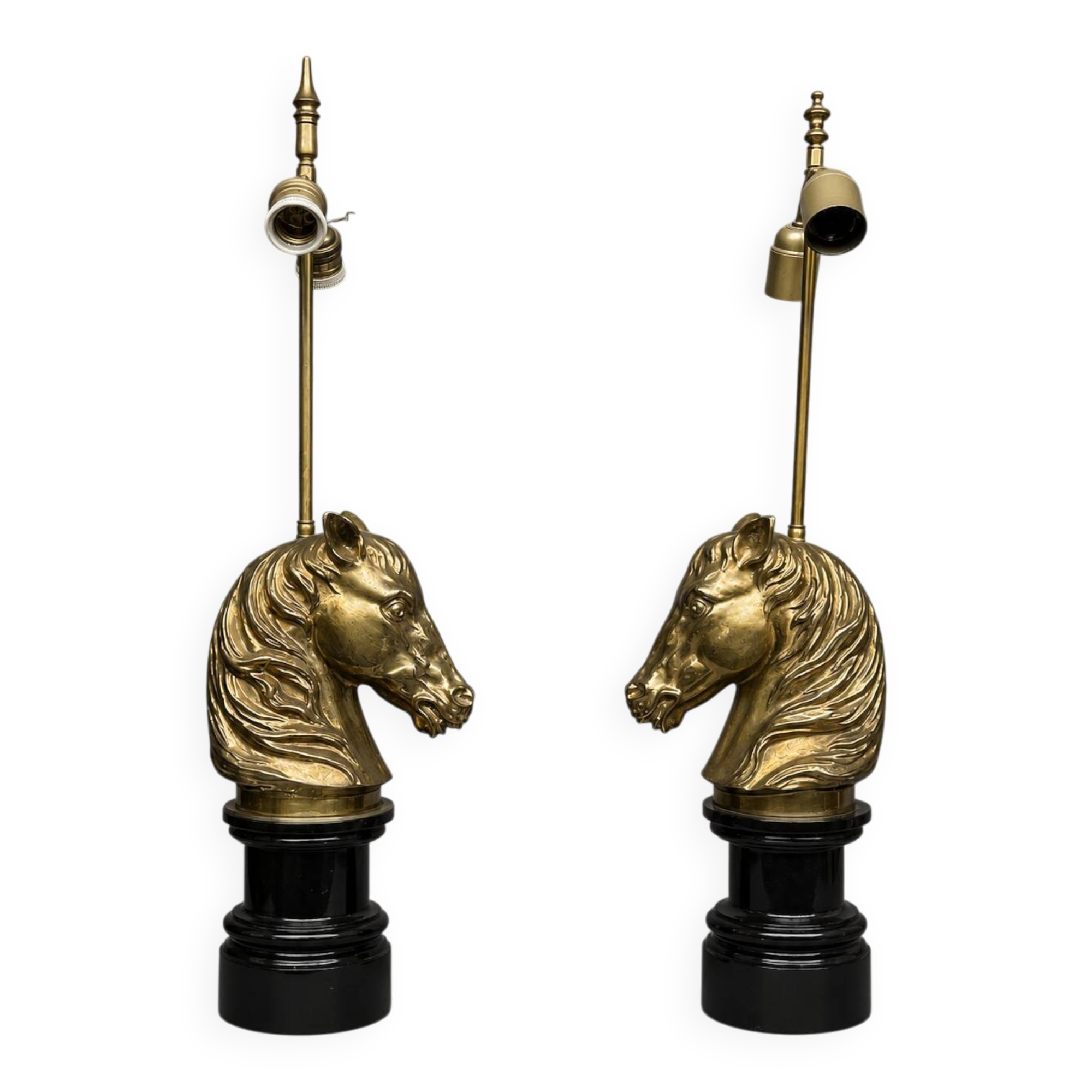 Pair of vintage lamps by Maison Jansen. Solid bronze, marble base.