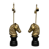 Paire de lampes vintage par Maison Jansen. Bronze massif, base en marbre.