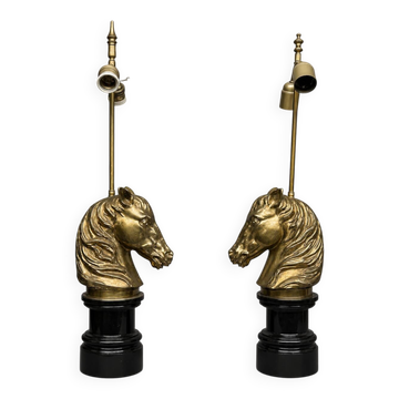 Paire de lampes vintage par Maison Jansen. Bronze massif, base en marbre.