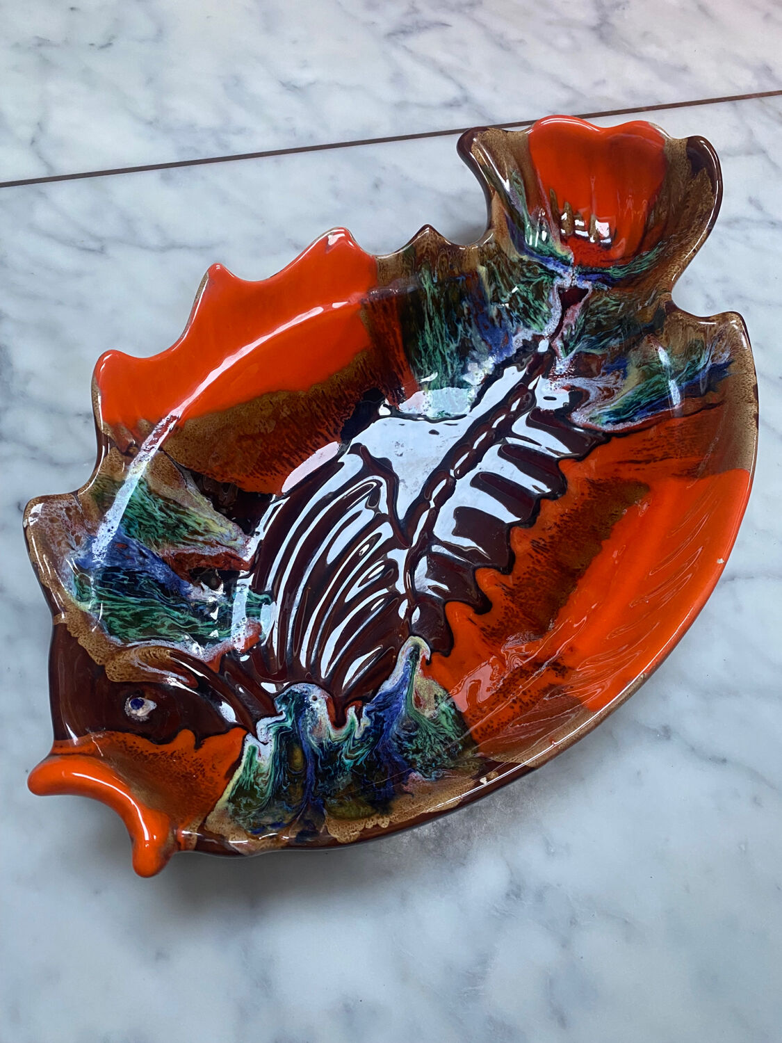XL fish platter, vintage Vallauris style