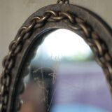 Vintage mirror, wall mirror, oval mirror, wrought iron mirror, brutalist