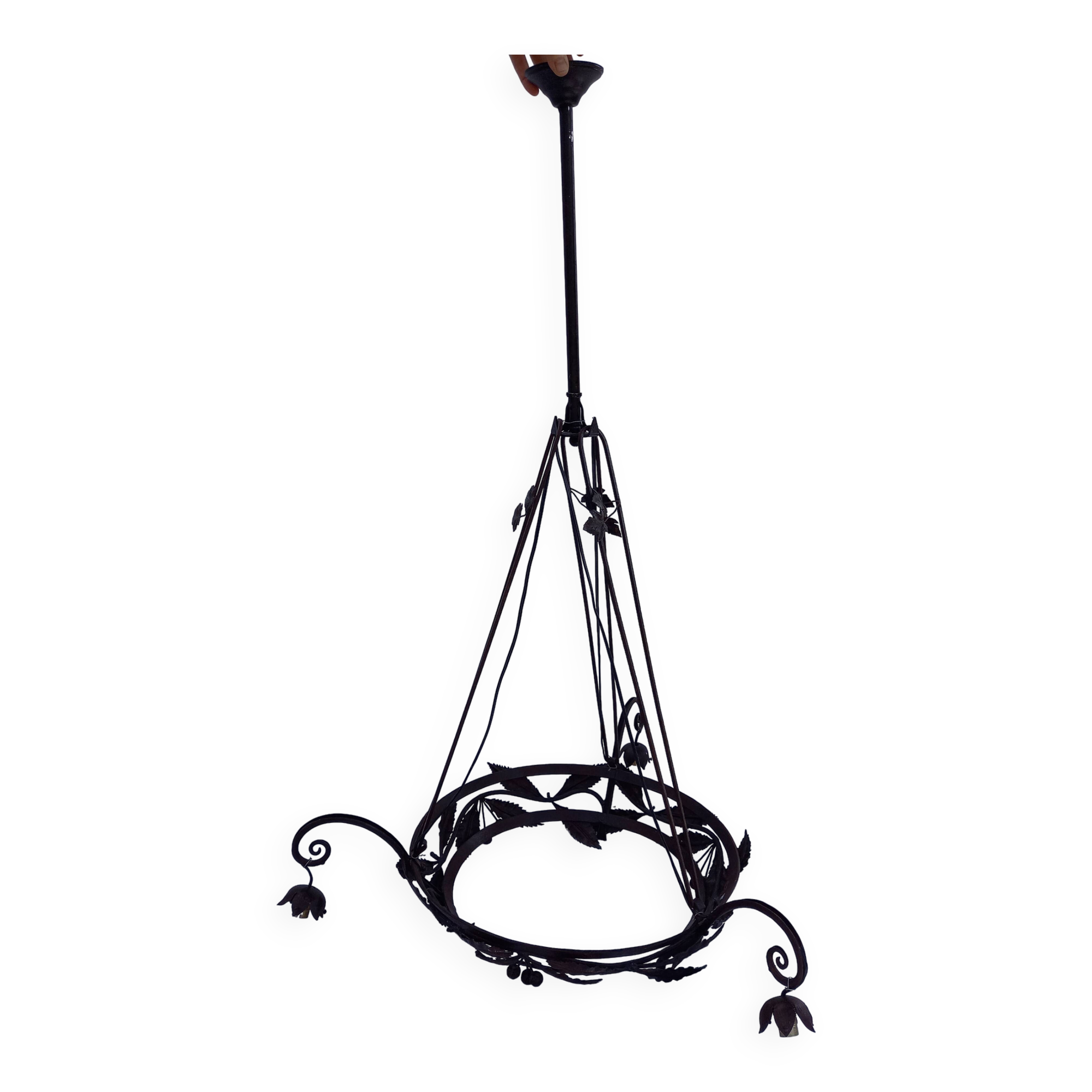 Wrought iron ceiling chandelier mount