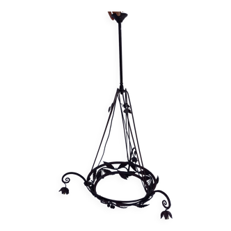 Wrought iron ceiling chandelier mount