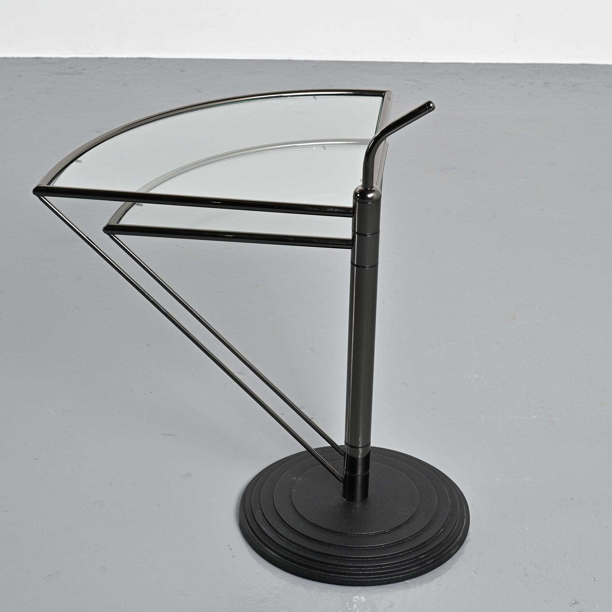 Dardo coffee table in glass and metal by OMA, Italy, circa 1980.