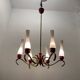 Vintage Opaline Glass Brass Chandelier 1950’s