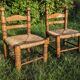 Duo of brutalist straw-covered oak chairs 1940-1950 # Charles Dudouyt