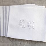 5 serviettes de table  monogrammées "EH"