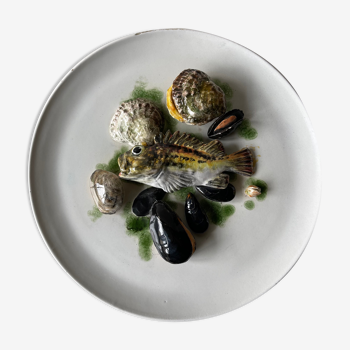 Plat barbotine vintage au poisson et fruits de mer