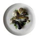 Vintage seafood barbotine dish