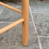 Old wooden and straw high chair for children
