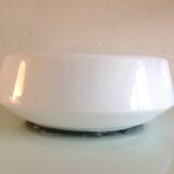 Round ceiling light in white opaline vintage 60s-70s
