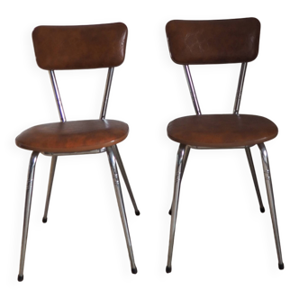 Chaise en simili cuir marron