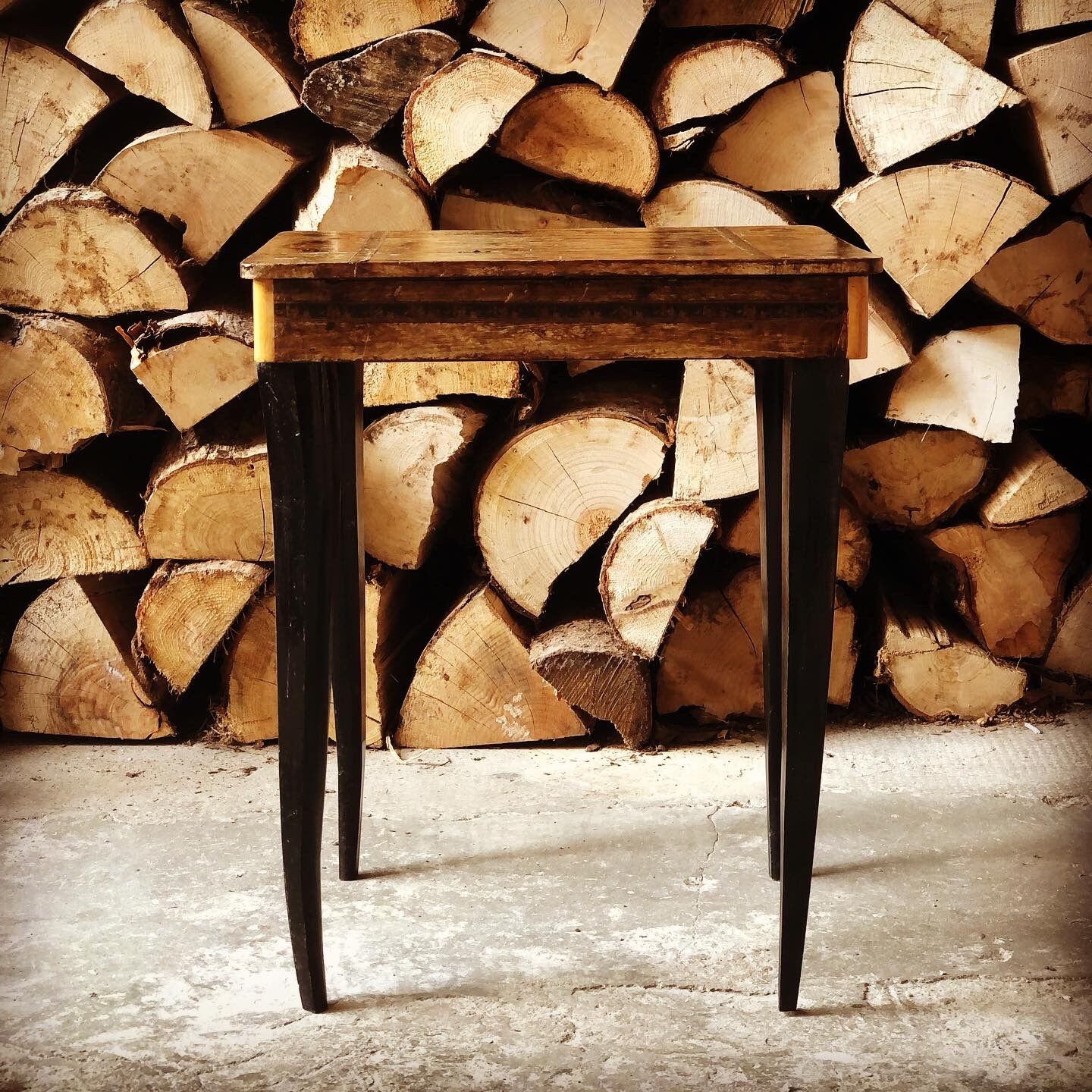 Vintage music table with marquetry top 60s