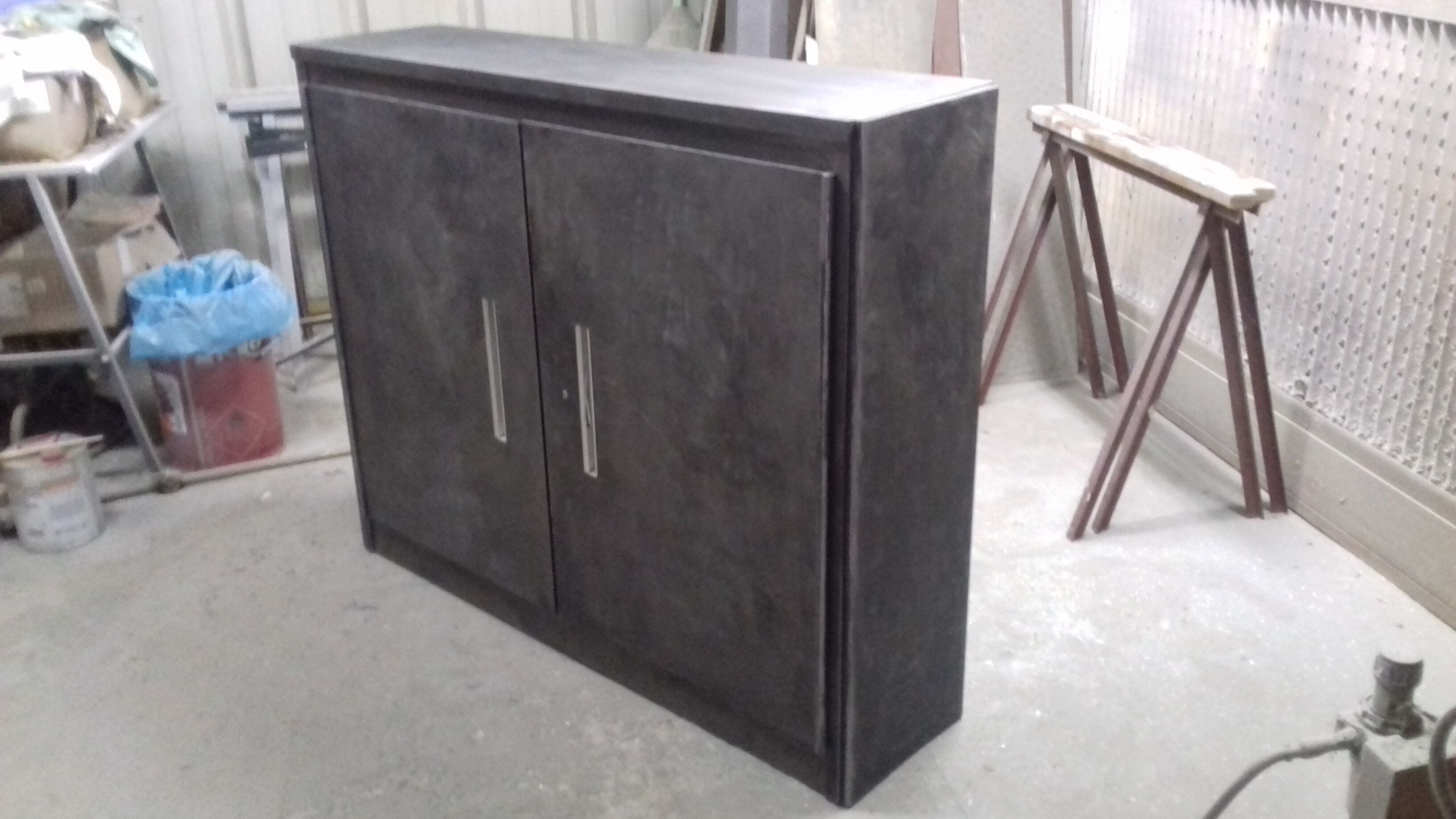 Narrow buffet polished and varnished steel mast of the 1960s