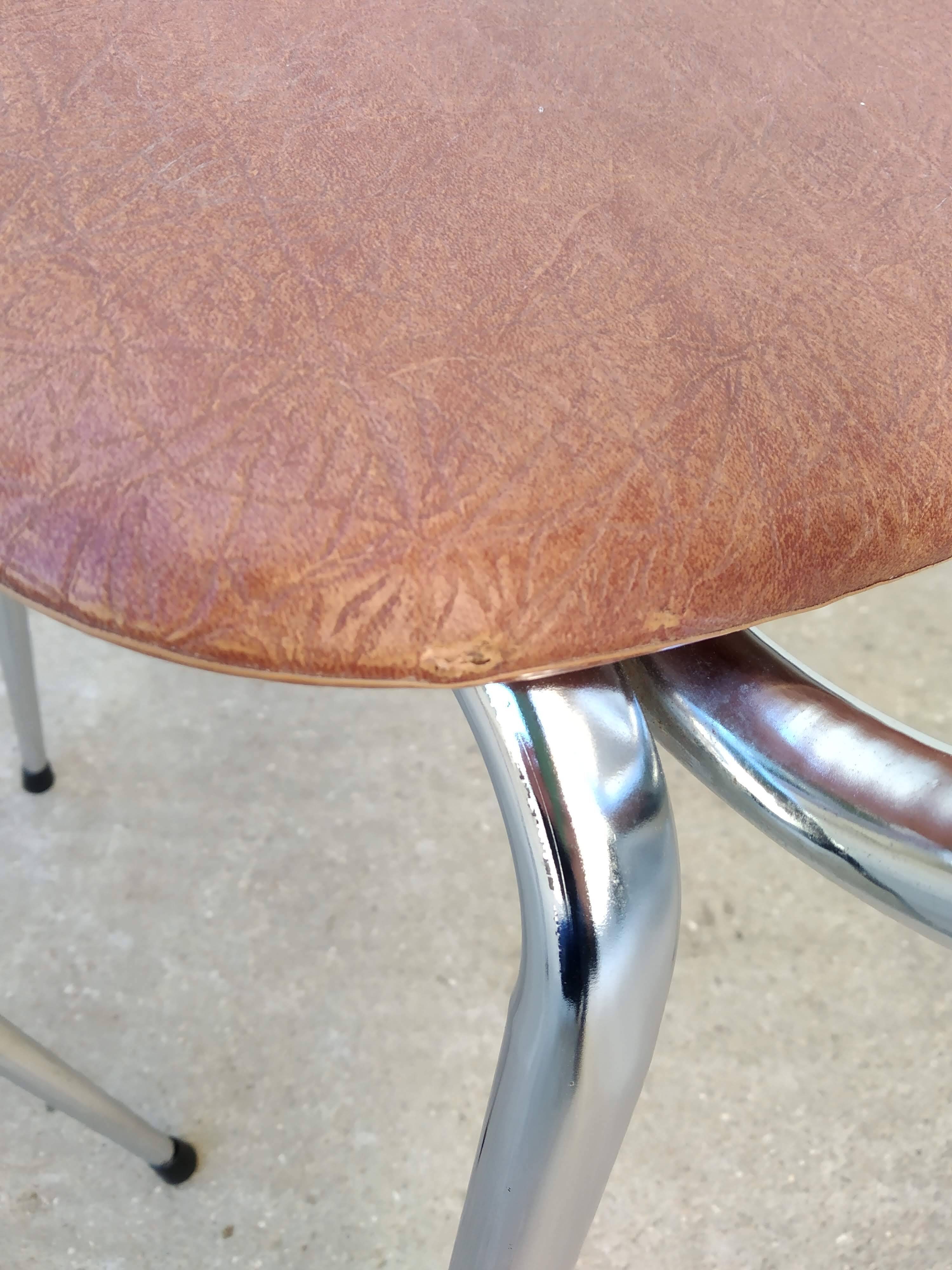 Set of 2 kitchen chairs in imitation leather from the 60s and 70s