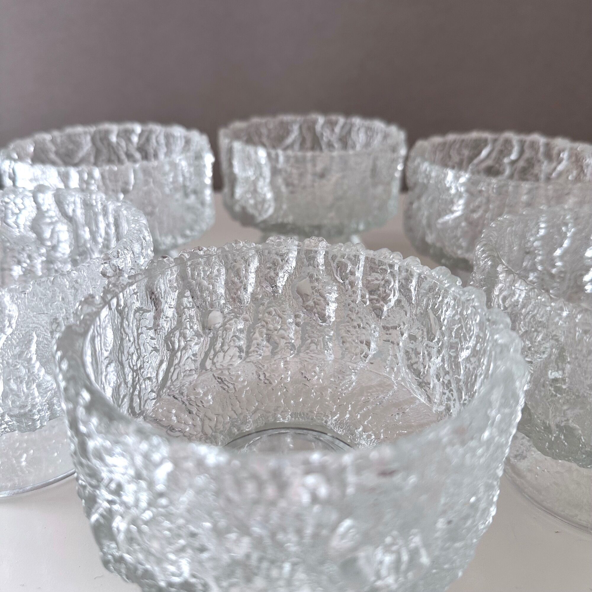Set of 6 dessert bowls ice glass, glass bowls, Scandinavian Design.