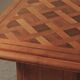 Art Deco table in oak and walnut with marquetry decoration, circa 1940.