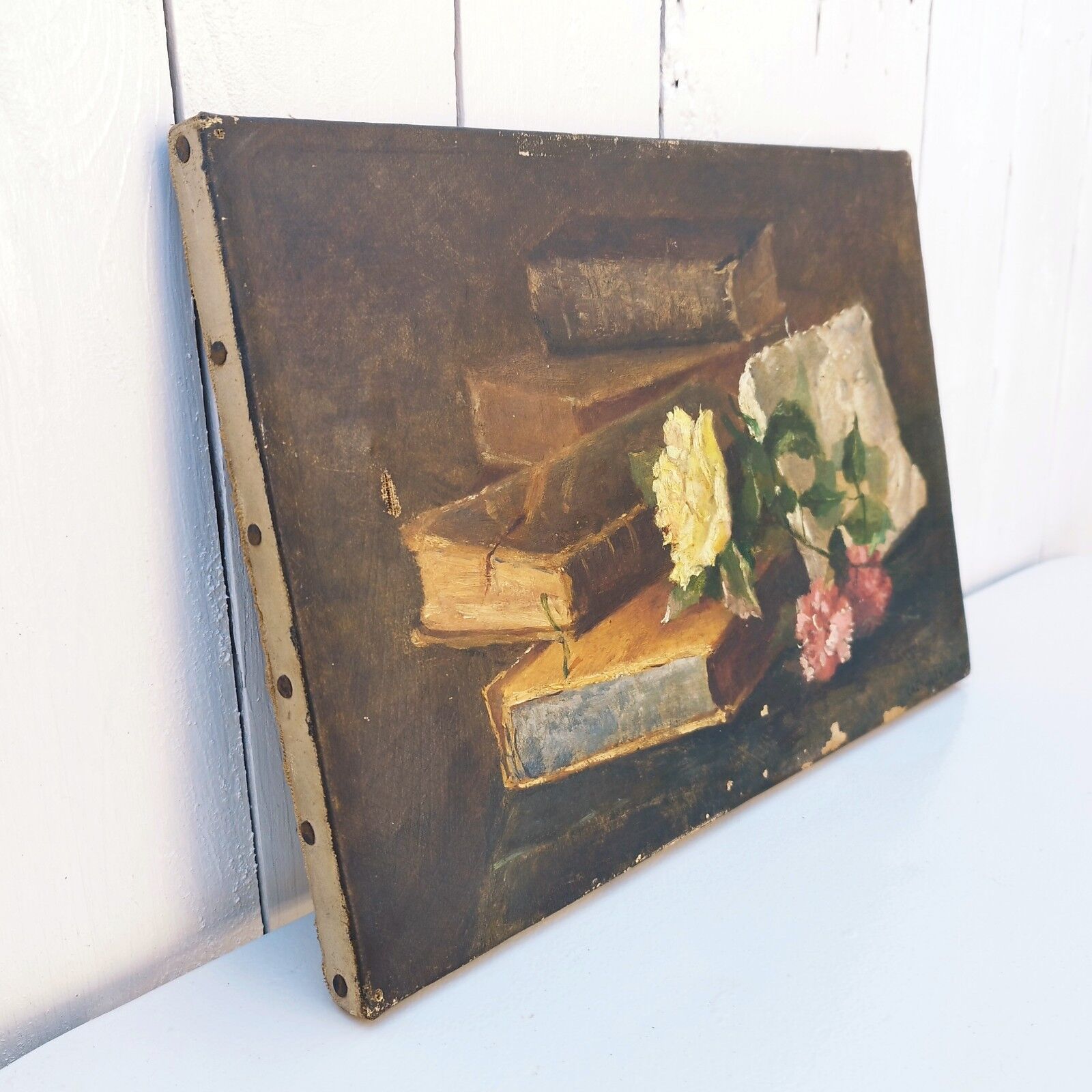 Still Life with Oil on Canvas Books XIXth