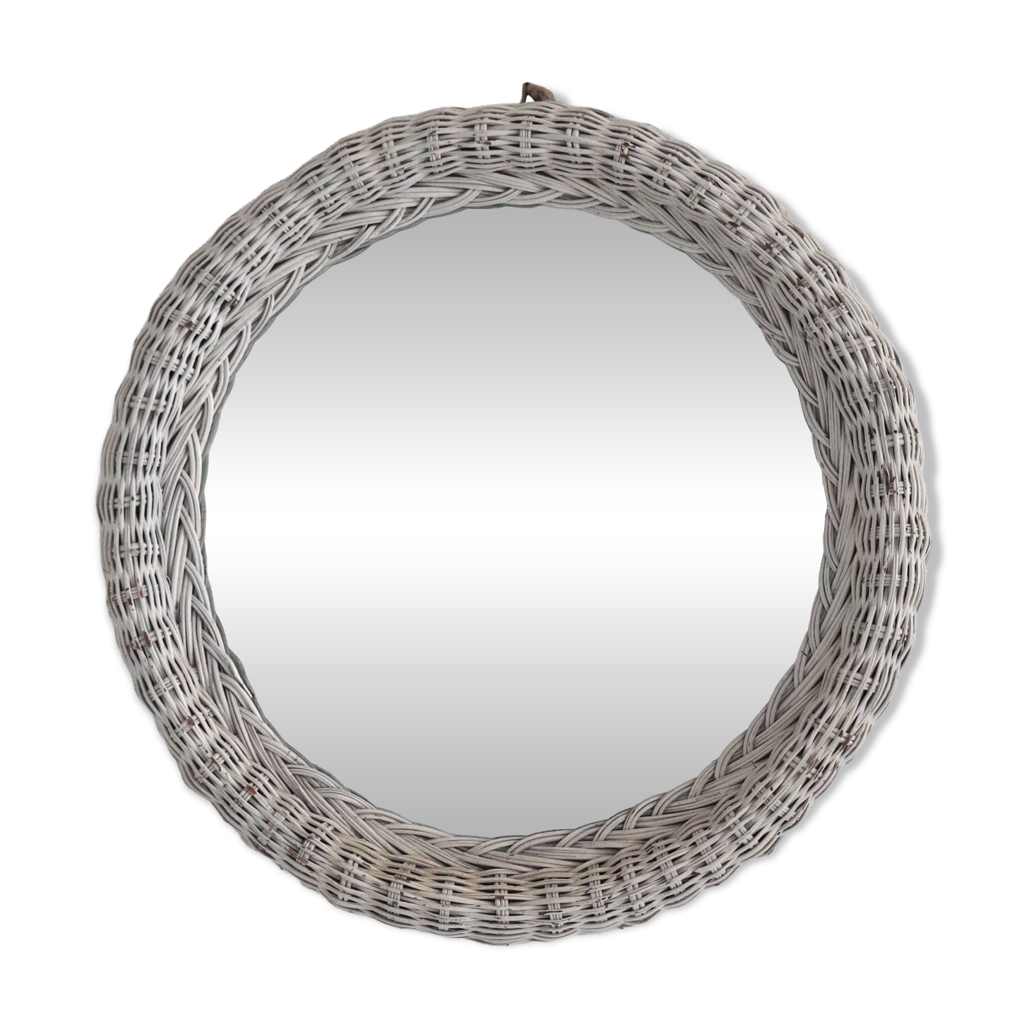 Round wicker mirror, 20th century