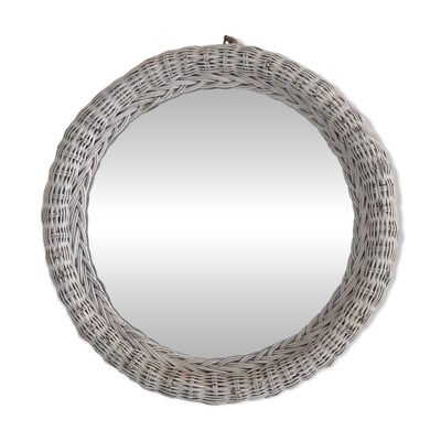 Miroir rond osier, XXème