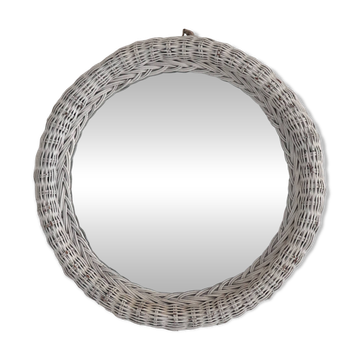 Miroir rond osier, XXème