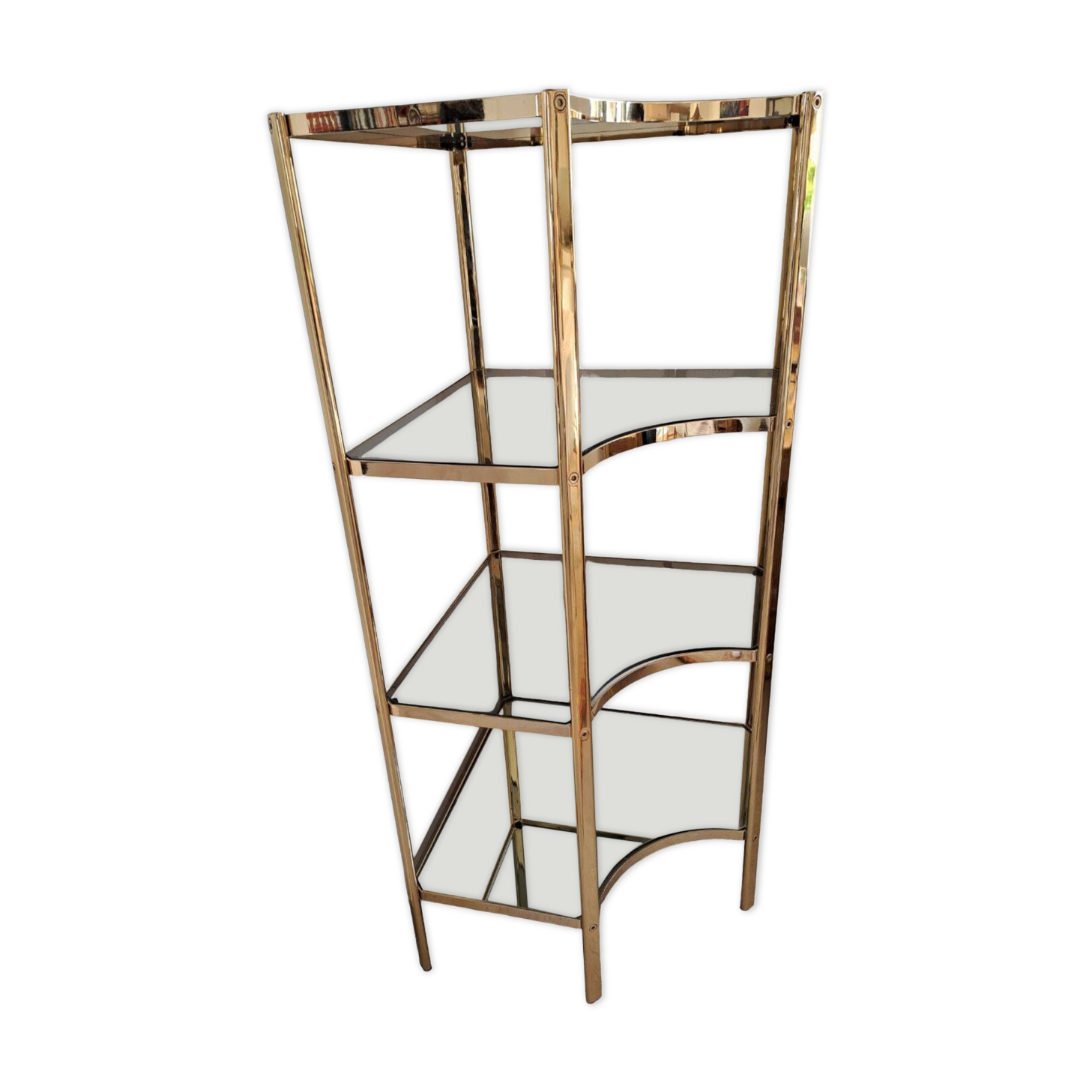 Brass and glass corner shelf
