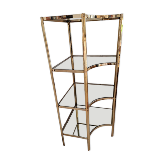 Etagere d'angle laiton et verre