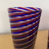 6 verres gobelets d'art Murano spirales tricolores