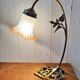 Art deco lamp brass and opaline