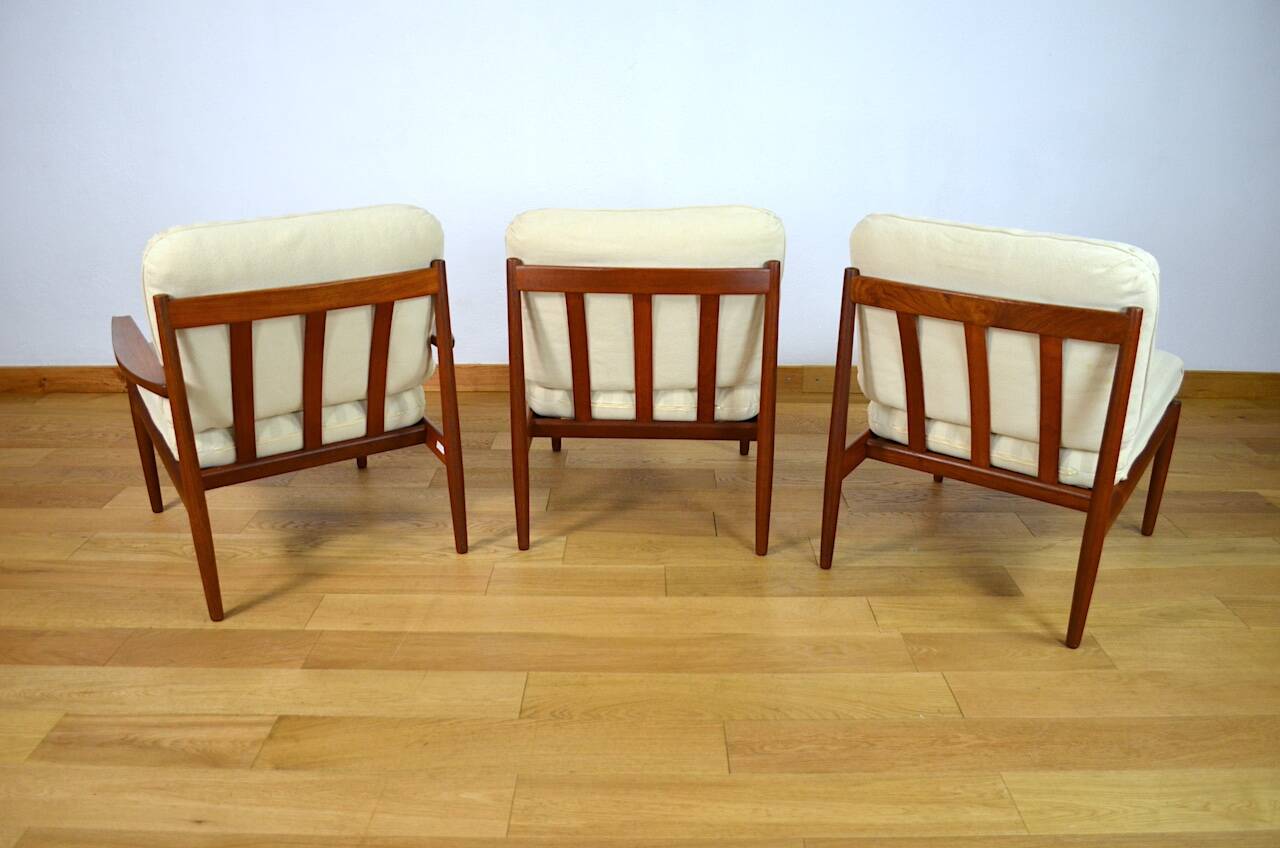 Armchairs forming a Danish bench by Grete Jalk, Glostrup edition, 1960.