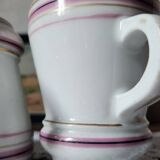 Antique French 2 Heavy Barware Brulot Coffee Cups Demi-Tasse Size From Late 1800s. Espresso Whiteware Kitchenalia. Rustic French Bistroware