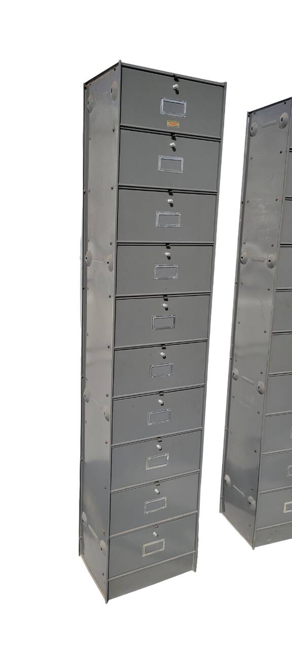 Set of 4 industrial column workshop furniture with Roneo flaps