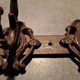 Coat rack hook X 4 Cast iron France folk art 50'S vintage metallic decoration