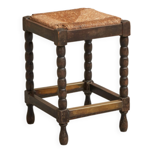 Tabouret en chêne massif, - paille