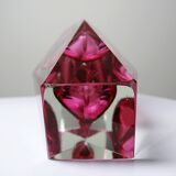 Faceted submerged vase Murano pink glass and crystal from the 1950s-60s.