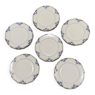 12 assiettes à décor stylisé de style Art déco
