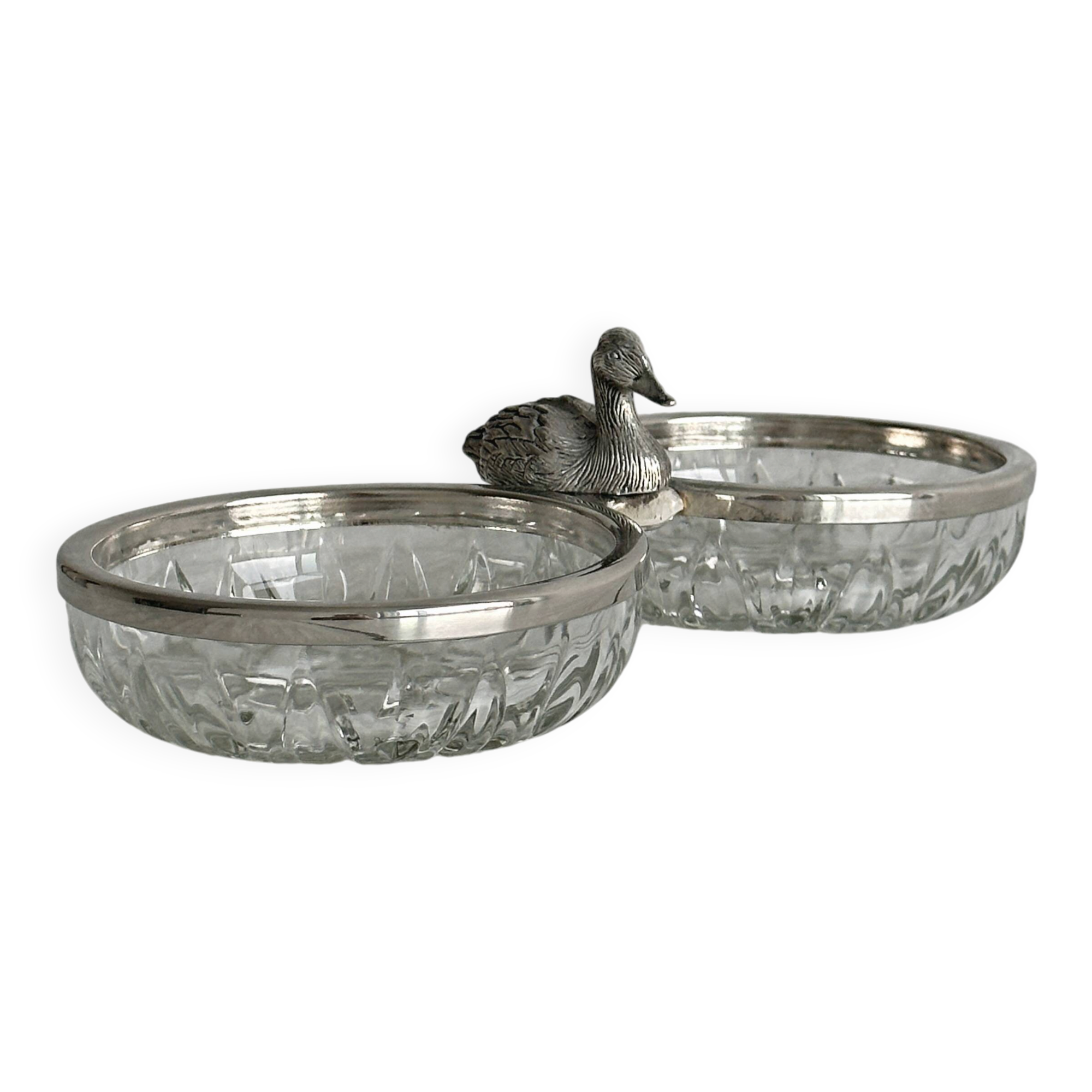 Double cut glass bowl