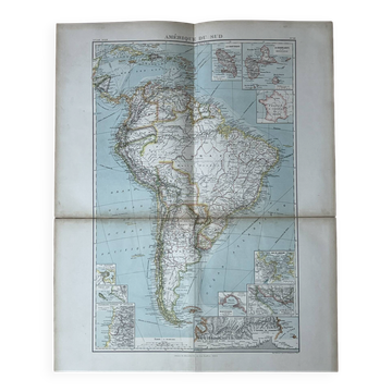 Carte ancienne Amérique du Sud 67x54cm