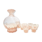 Service à liqueur rose style art déco
