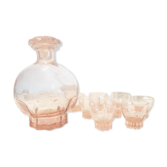 Art Deco-style pink liquor service