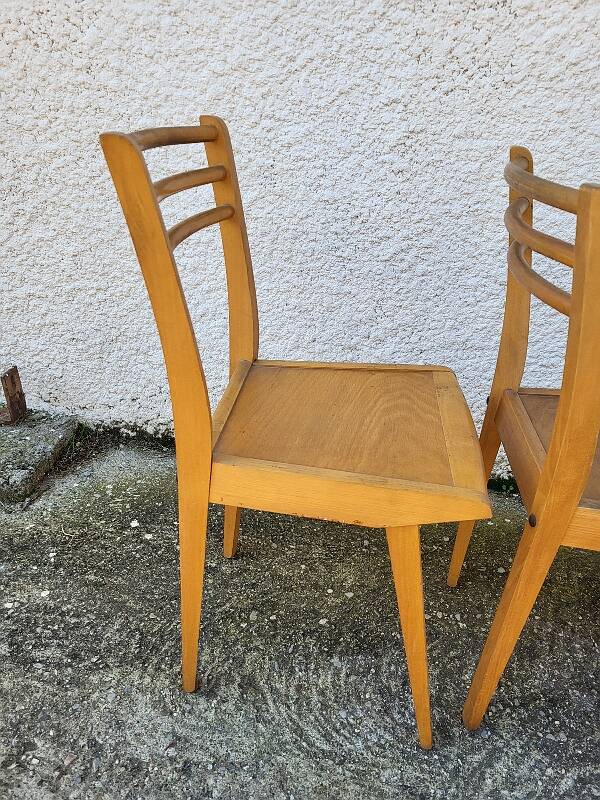 Serie de 3 chaises bistrot 1950